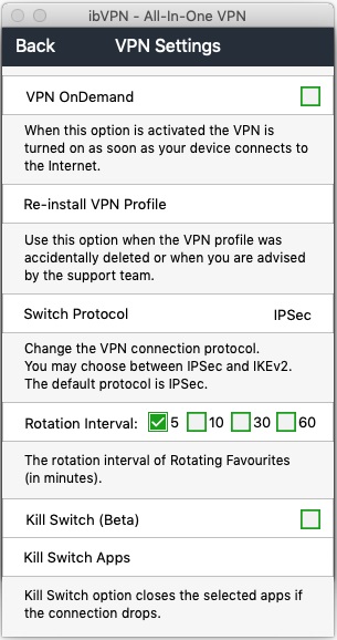 ibVPN 2.4 : VPN Settings