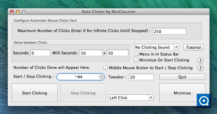Autoclicker : Auto Clicker running on Mac Mavericks