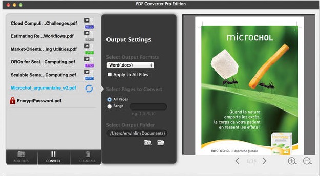 PDF Converter Pro Edition 1.0 : Main window