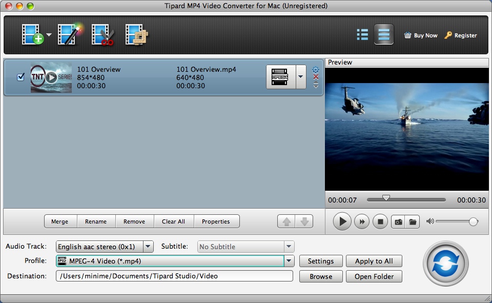 Tipard MP4 Video Converter for Mac 5.0 : Main Window