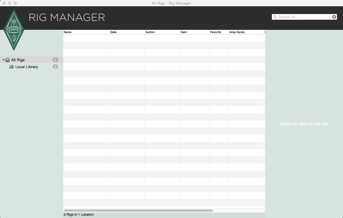 Rig Manager 1.3 beta : Main window