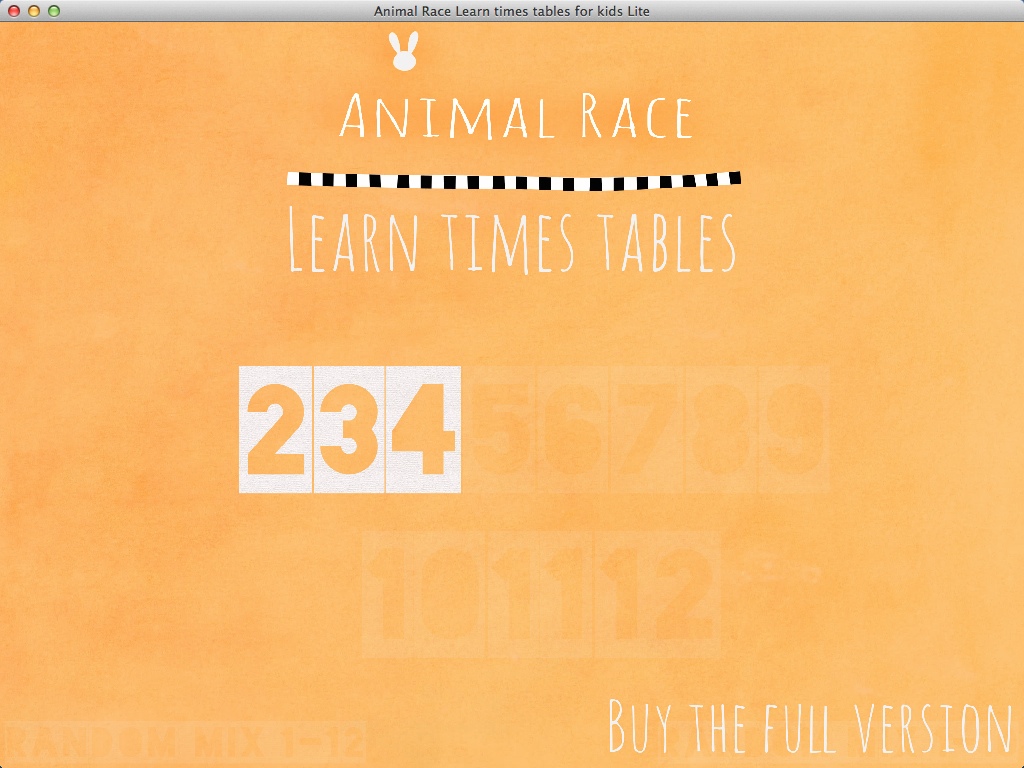 Animal Race: Learn times tables for kids 1.1 : Main Window