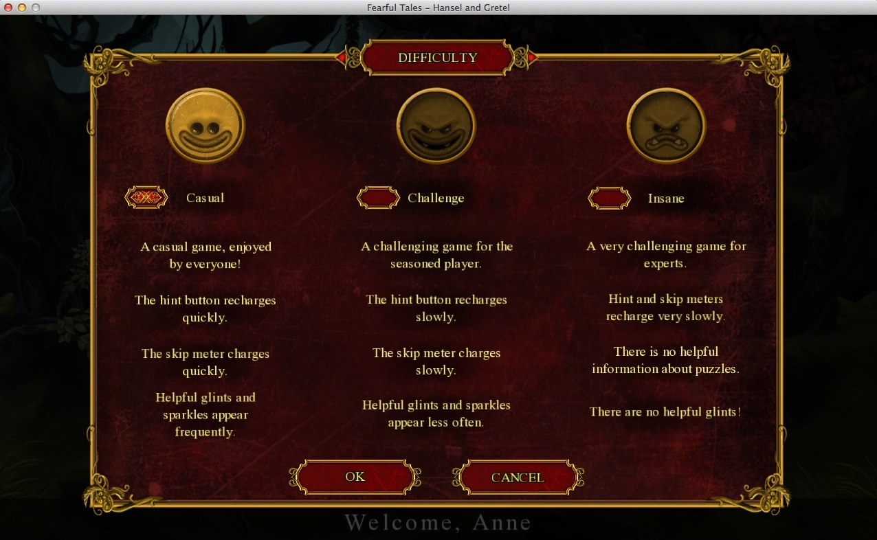 Fearful Tales: Hansel and Gretel 1.0 : Selecting Game Mode