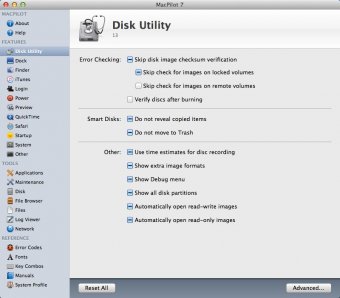 Disk Utility Settings