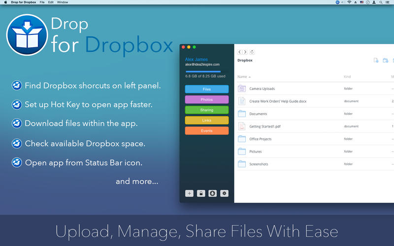 Drop for Dropbox 1.1 : Main Window