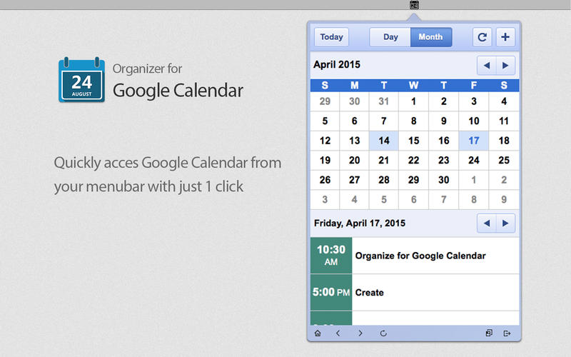 Organizer for Google Calendar 1.0 : Main Window