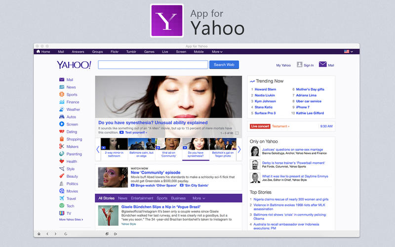 Organizer for Yahoo 1.0 : Main Window