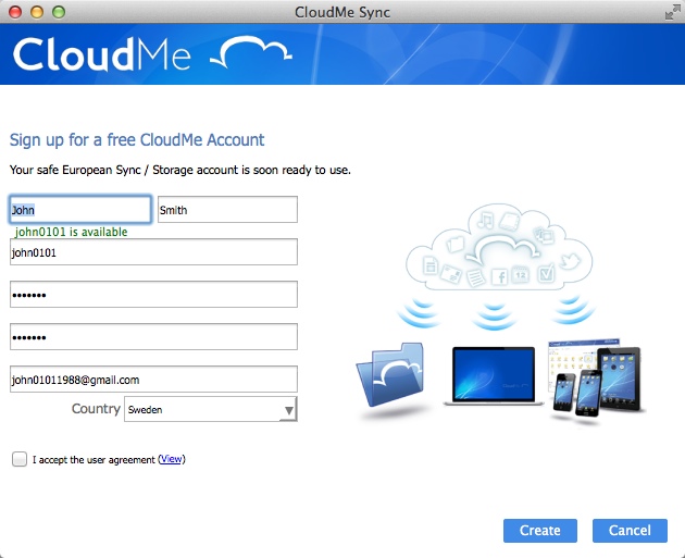 CloudMe 1.9 : Creating CloudMe Account