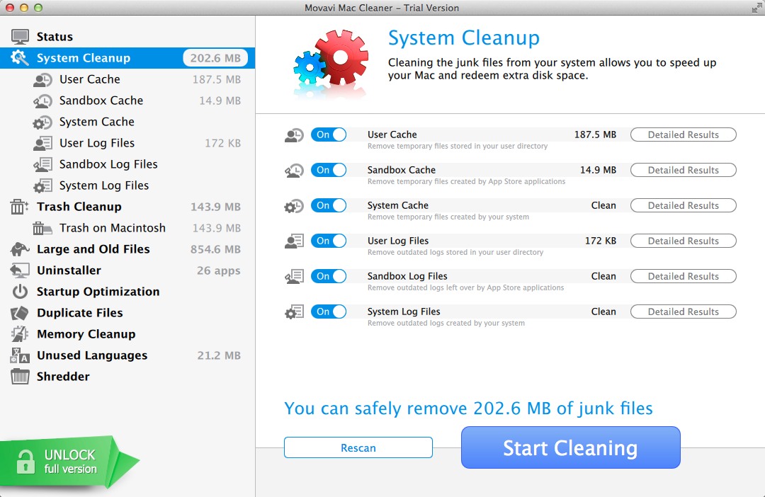 Movavi Mac Cleaner 1.8 : System Cleanup