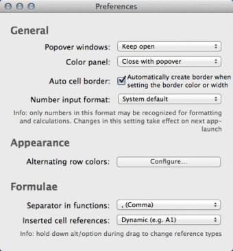 Preferences Window