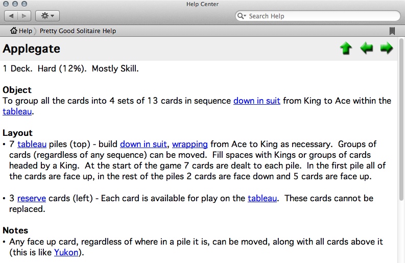 Pretty Good Solitaire 3.2 : Checking Game Rules