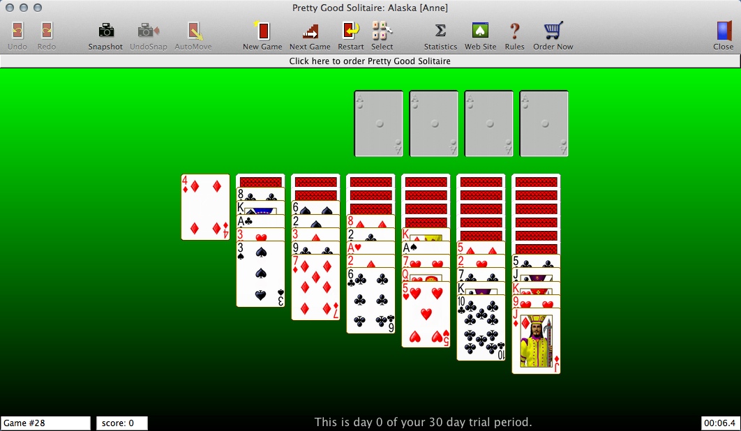 Pretty Good Solitaire 3.2 : Gameplay Window