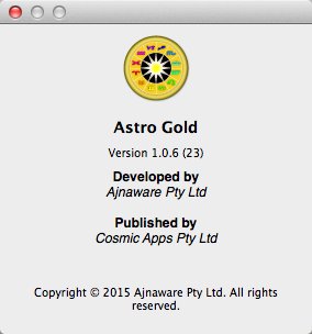 Astro Gold 1.0 : About Window
