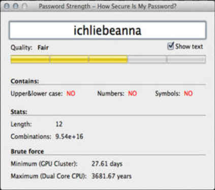 Password Strength 1.0 : Main Window