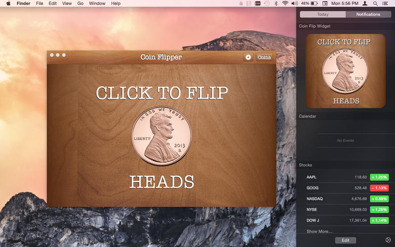 Coin Flip 1.0 : Main Window