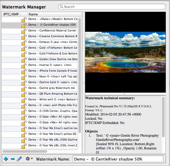 iWatermark Pro 1.7 : Watermark Manager Window