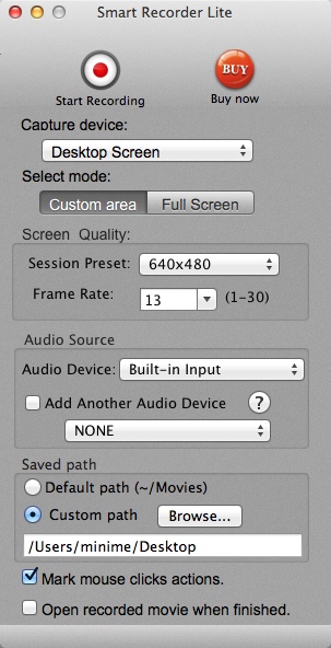 Smart Recorder Lite 3.0 : Configuring Custom Area Recording Settings