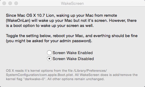 WakeScreen 1.0 : Main window