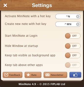 MiniNote 4.9 : Program Preferences