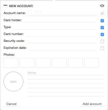 PasswordsApp 2.6 : Creditcard Password Options 