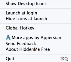 HiddenMe 2.1 : Main Menu With Desktop Items Hidden