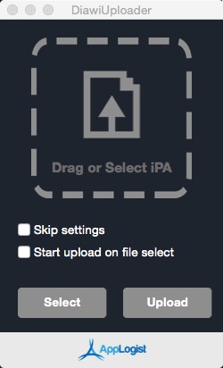 ipa uploader for Diawi 1.0 : Main window
