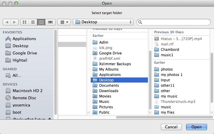 iBackupBot 5.3 : Selecting Restore Destination Folder