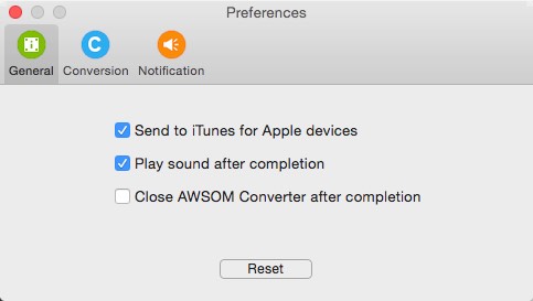 AWSOM Converter 1.0 : General Preferences