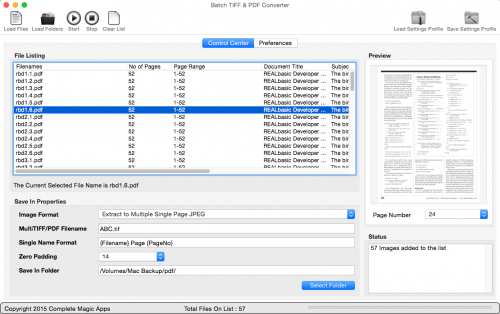 Batch TIFF & PDF Converter 1.0 : Main Window