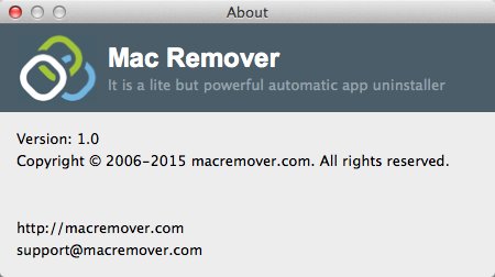 Mac Remover 1.0 : About Window