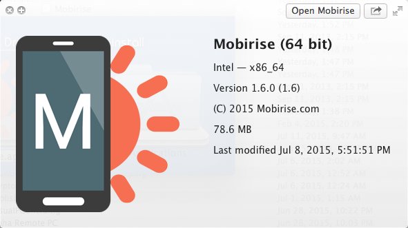 Mobirise 1.6 : Version Window