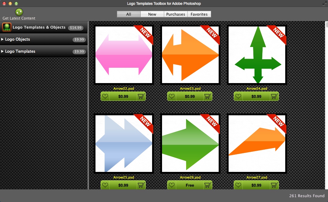 Logo Templates Toolbox for Adobe Photoshop 1.0 : Main Window
