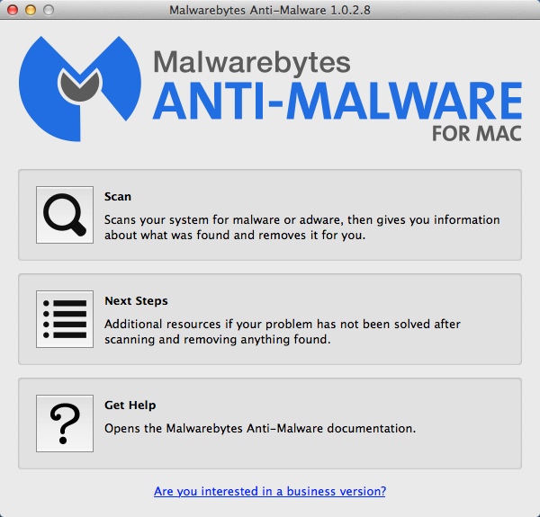 Malwarebytes Anti-Malware 1.0 : Main Window