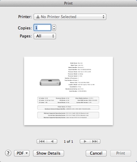MachineProfile 1.1 : Printing Mac Profile