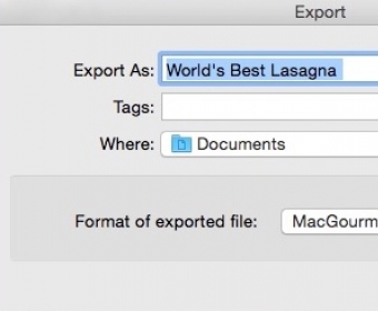 Exporting Recipe Info
