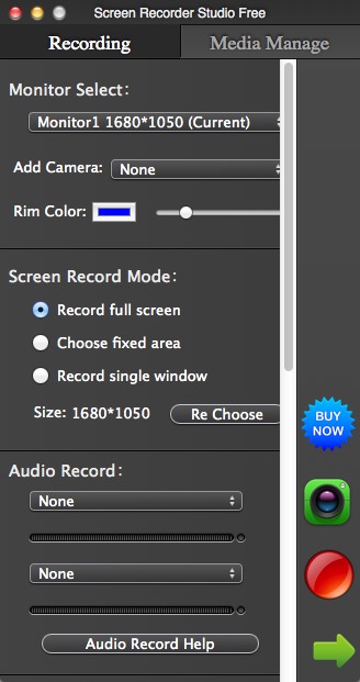 Screen Recorder Studio Free 3.1 : Main Window
