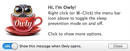 Owly 1.6 : Welcome Window