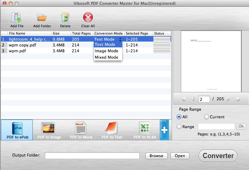 Vibosoft PDF Converter Master for Mac 2.1 : EPUB Options Window