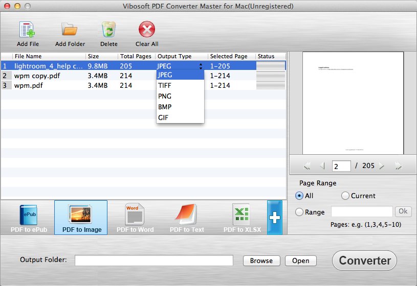 Vibosoft PDF Converter Master for Mac 2.1 : Image Options Window