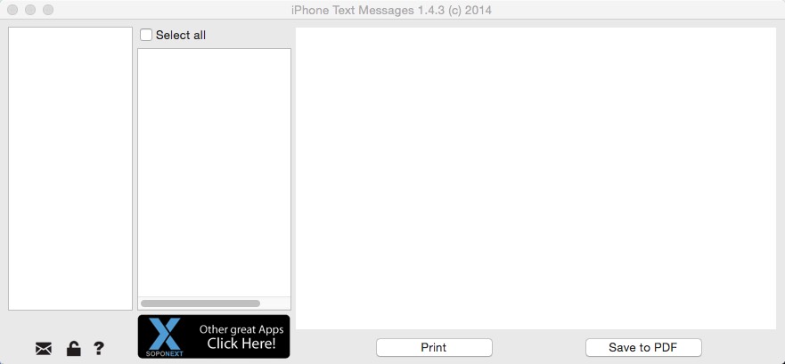 iPhone Text Messages 1.4 : Main window