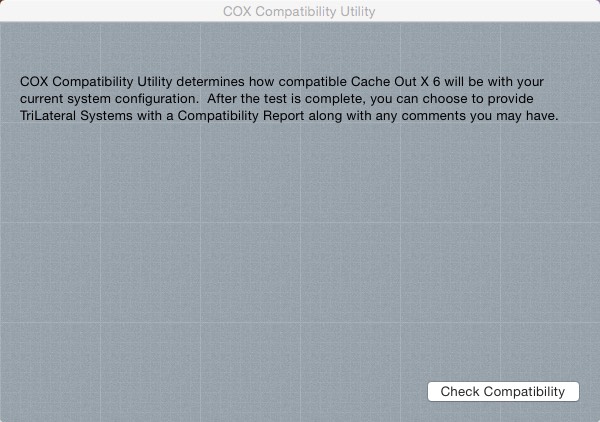 COX Compatibility Utility 1.0 : Main window