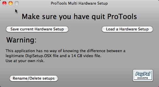 ProTools multi Hardware Setup 1.1 : Main window