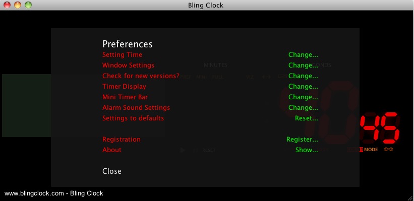 BlingClock Timer 2.2 : Preferences