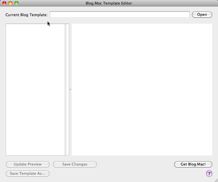 Blog.Mac Template Editor 1.1 : Main window