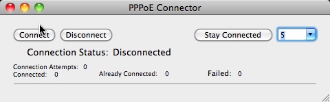 PPPoE Connector 1.0 : Main window