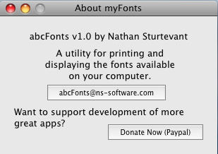 abcFonts 1.0 : About Window