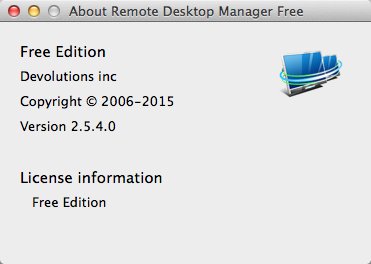 Remote Desktop Manager Free 2.5 : About Window