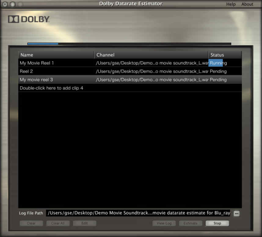 Dolby Datarate Estimator 1.0 : Main Window