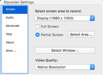 Ripcorder Screen 2.1 : Screen Settings