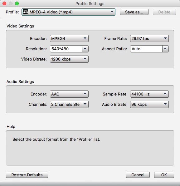 Free WMV AVI Converter 6.1 : Profile Settings